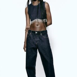 Zara Jewel Denim Crop Top